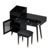 Modern Makeup Vanity Desk with Drawers, Cabinet & Charging Port, Space-saving Dressing Table Set with Stool for Small Places, Black - Image 7
