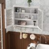 24.8"Glass Door Vintage Double Door Wall Cabinet with Three Tiers of Storage with Towel Rack, for Bathroom, Kitchen,Dining Room - Image 6