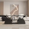Engineered wood rounded corner rectangular coffee table for living room, easy assembly storage table with open shelves sturdy frame for Reception Room, Modern Coffee Table Geometric Design - Image 6