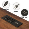 Full size loft metal bed with black for bedroom and dormitory, with built-in charging station and LED lighting - Image 5