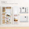 Solid Wood Jewelry Armoire Organizer Cabinet with Full-Length Mirror, 47.5x14.3 in Wall-Mounted Lockable with LED Light - Image 6