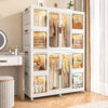 Portable Wardrobe Closet Storage Organizer for Clothes,Clothes Dresser,12 Magnetic Doors-12 Cubes & 2 Hanging Rod,16 pcs hangers , Baby Wardrobe Storage Cabinet,White - Image 2