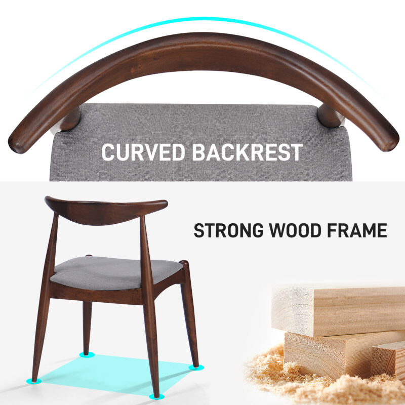 5-Piece Dining Set 1 Table 4 Chairs, Rubberwood Frame, Faux Wood Tabletop, Retro - Elegant for Kitchen & Family Dining - Image 3