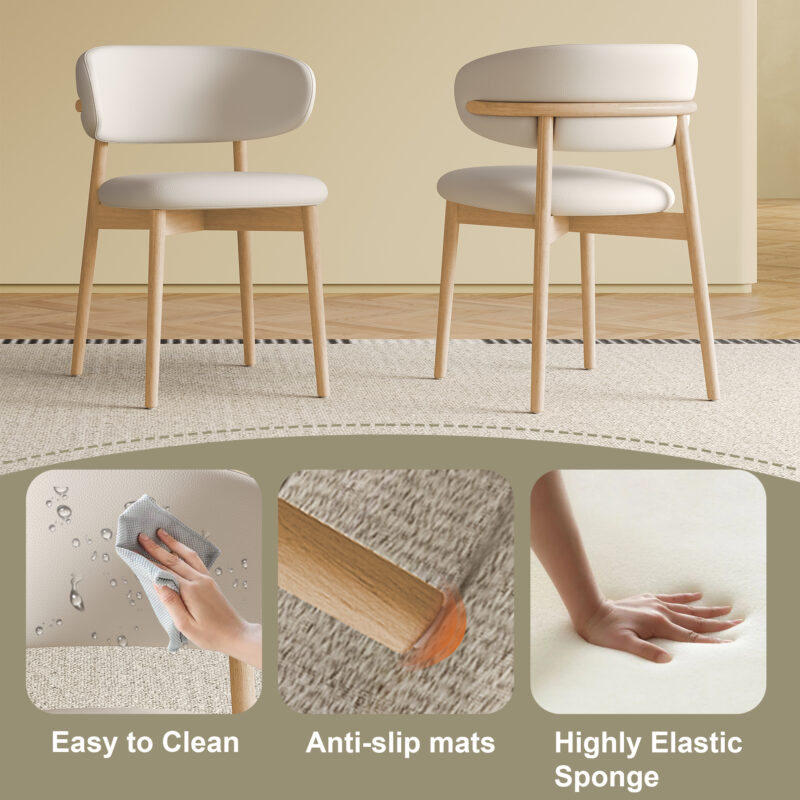 Mid-Century Modern wood feet Dining Chair Set of 2, Stylish Wooden Chairs for Dining Room, Kitchen, or Living Room, Comfortable & Durable, Easy to Assemble - Image 17