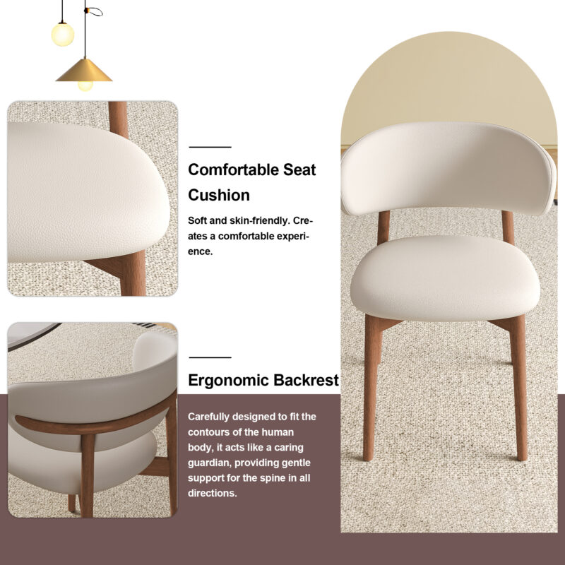 Mid-Century Modern wood feet Dining Chair Set of 2, Stylish Wooden Chairs for Dining Room, Kitchen, or Living Room, Comfortable & Durable, Easy to Assemble - Image 5
