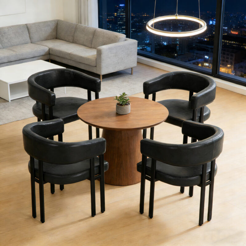 Modern Dining Chairs Set of 2, Faux Leather Upholstered Barrel Dining Room Chairs with Integrated Curved Back And Armrests , Metal Frame Chair for Kitchen Living Room Restaurant - Image 20