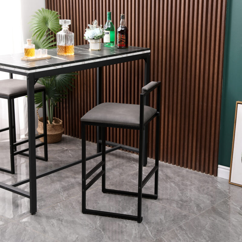 Set of 2 Barstools Faux Leather Upholstered Bar Stools Modern Metal Frame Dining Chairs for Counter, Kitchen Island - Image 14