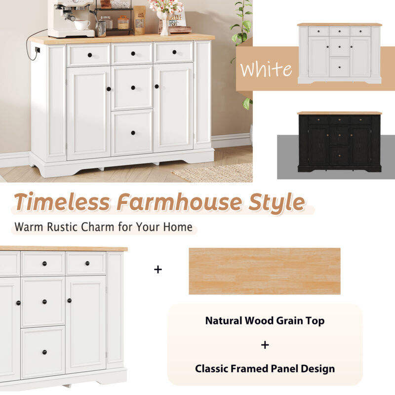 TREXM Sideboard Buffet Cabinet with Storage, Kitchen Console Table with 5 Drawers, 2 Cabinets, Adjustable Shelves, Buffet Server for Dining Room, Living Room, Entryway - Image 12