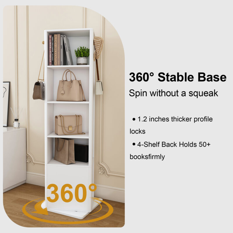 360° rotating makeup cabinet, jewelry cabinet with a full-length mirror, standing storage cabinet with a coat rack, 4 layers of open shelves and 2 layers of built-in shelves - Image 21