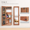 Solid Wood Jewelry Armoire Organizer Cabinet with Full-Length Mirror, 47.5x14.3 in Wall-Mounted Lockable with LED Light - Image 8