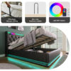 Full size Upholstered bed, 360 surround LED function, Buttons/Apps/Remote Control, hydraulic storage bed with USB Type-C charging, Black,PU (Without mattress) - Image 4