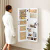 Solid Wood Jewelry Armoire Organizer Cabinet with Full-Length Mirror, 47.5x14.3 in Wall-Mounted Lockable with LED Light - Image 5