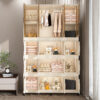 Portable Wardrobe Closet Storage Organizer for Clothes,Clothes Dresser,17 Magnetic Doors-17 Cubes & 1 Hanging Rod,6 pcs hangers , Baby Wardrobe Storage Cabinet,White - Image 2