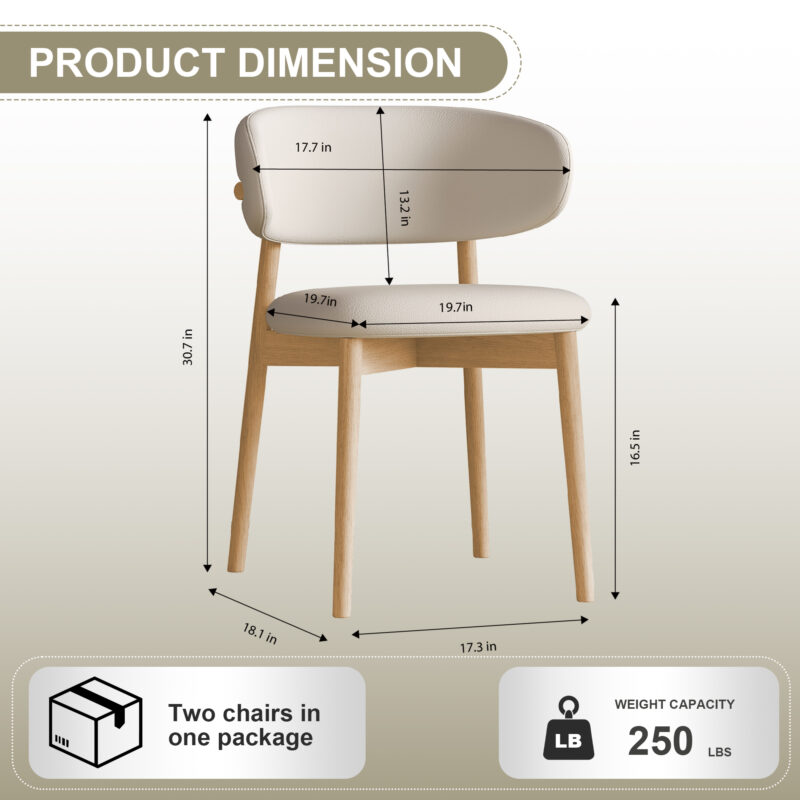 Mid-Century Modern wood feet Dining Chair Set of 2, Stylish Wooden Chairs for Dining Room, Kitchen, or Living Room, Comfortable & Durable, Easy to Assemble - Image 16