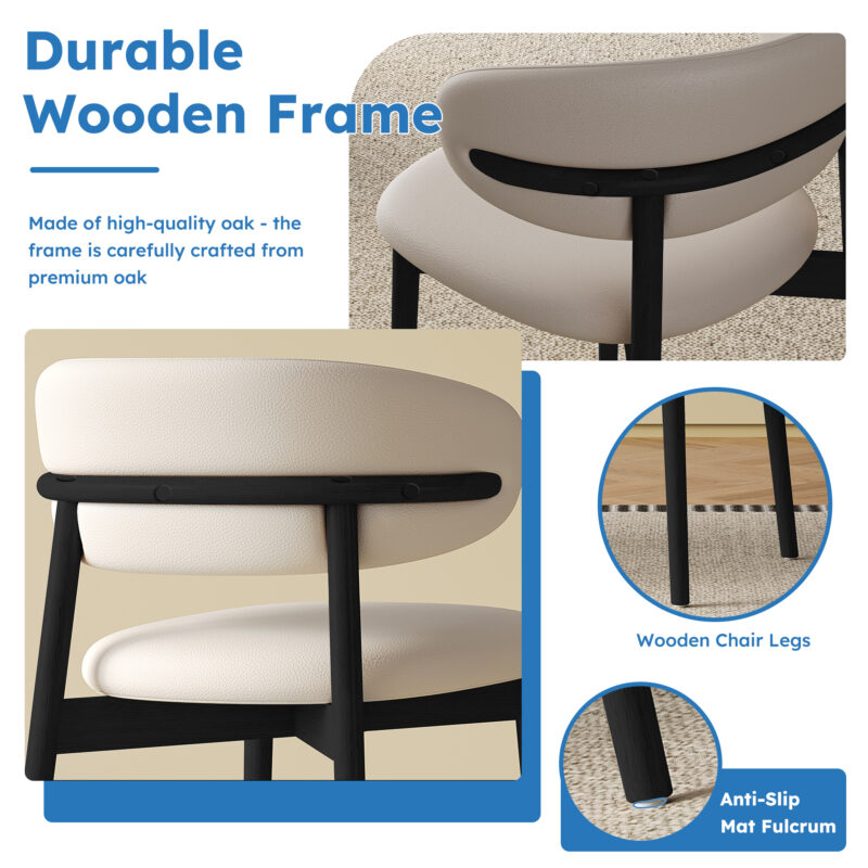 Mid-Century Modern wood feet Dining Chair Set of 2, Stylish Wooden Chairs for Dining Room, Kitchen, or Living Room, Comfortable & Durable, Easy to Assemble - Image 8