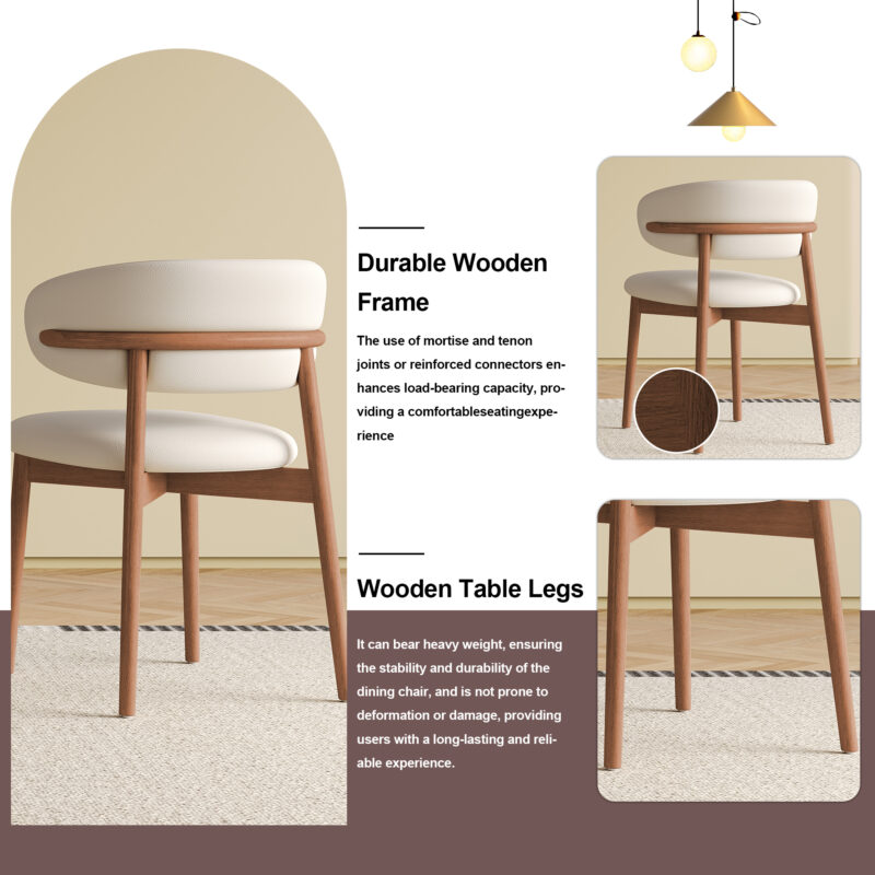 Mid-Century Modern wood feet Dining Chair Set of 2, Stylish Wooden Chairs for Dining Room, Kitchen, or Living Room, Comfortable & Durable, Easy to Assemble - Image 4