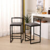 Set of 2 Barstools Faux Leather Upholstered Bar Stools Modern Metal Frame Dining Chairs for Counter, Kitchen Island - Image 13