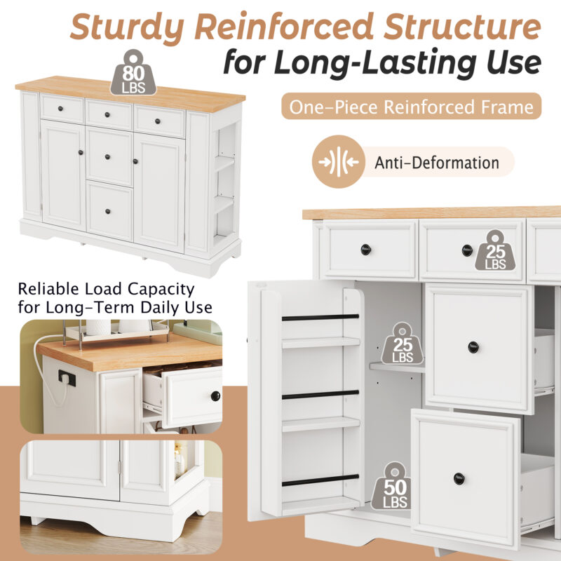 TREXM Sideboard Buffet Cabinet with Storage, Kitchen Console Table with 5 Drawers, 2 Cabinets, Adjustable Shelves, Buffet Server for Dining Room, Living Room, Entryway - Image 11
