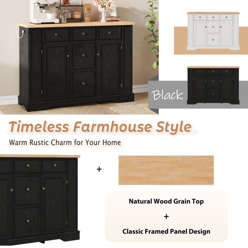 TREXM Sideboard Buffet Cabinet with Storage, Kitchen Console Table with 5 Drawers, 2 Cabinets, Adjustable Shelves, Buffet Server for Dining Room, Living Room, Entryway - Image 6