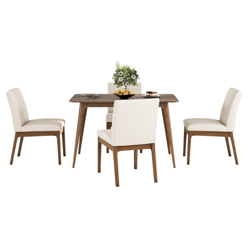 5-Piece Dining Table Set with One Solid Wood Frame Table and 4 Upholstered Chairs for Dining Room - Image 7