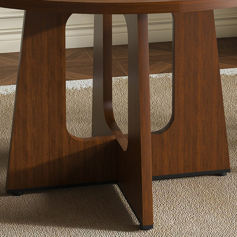 Round Dining Table for 4 - 47 Inch Farmhouse Kitchen Table, MDF Circle Table with Oak Finish, 300lb Weight Capacity, Easy Assembly for Dining Room, Kitchen, Living Room - Spiced Round Table - Image 5