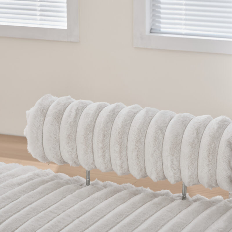 49.6" Wide Upholstered Mini Loveseat with Metal Legs, 2-Seater Small Sofa End of Bed Bench Window Ottoman Footrest with Adjustable Back for Living Room Bedroom Entryway Hallway Small Space - Image 7