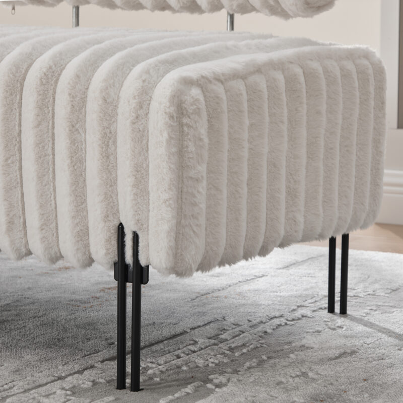 49.6" Wide Upholstered Mini Loveseat with Metal Legs, 2-Seater Small Sofa End of Bed Bench Window Ottoman Footrest with Adjustable Back for Living Room Bedroom Entryway Hallway Small Space - Image 6