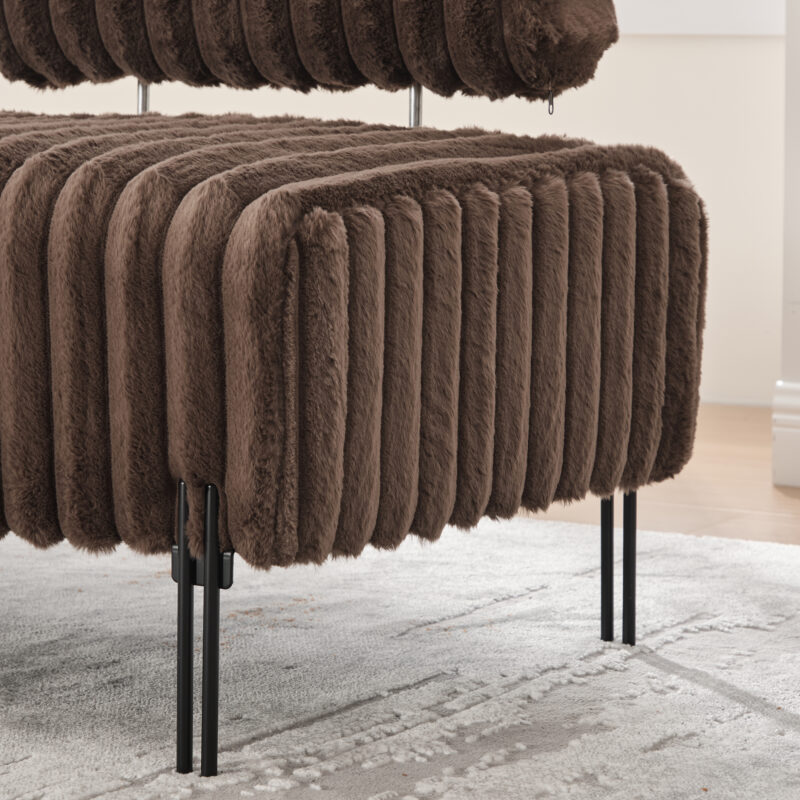 49.6" Wide Upholstered Mini Loveseat with Metal Legs, 2-Seater Small Sofa End of Bed Bench Window Ottoman Footrest with Adjustable Back for Living Room Bedroom Entryway Hallway Small Space - Image 9