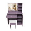 Stylish Vanity Desk Set with Padded Stool & Adjustable LED Lighted Mirror (3 Color Modes), Modern Bedroom Makeup Vanity Desk Combo, Purple - Image 15