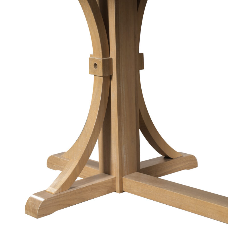 TREXM Solid Wood Dining Table for 6 People, 60" Rustic Farmhouse Dining Room Table with Trestle Base & Curved Legs, Natural Oak Finish, Kitchen Table for Home - Image 6
