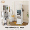 360° rotating makeup cabinet, jewelry cabinet with a full-length mirror, standing storage cabinet with a coat rack, 4 layers of open shelves and 2 layers of built-in shelves - Image 17