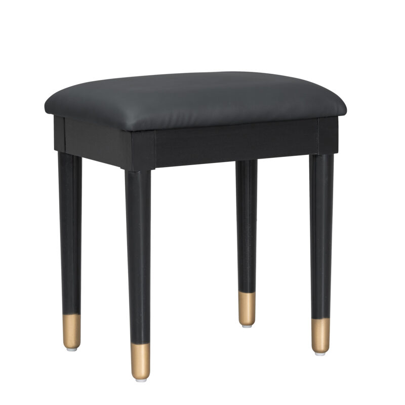Modern Makeup Vanity Desk with Drawers, Cabinet & Charging Port, Space-saving Dressing Table Set with Stool for Small Places, Black - Image 10