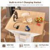 K&K 55.7'' Large Kitchen Island with 2 Drop Leaf,, Rolling Kitchen Cart on 5 Wheels with Power Outlet, Folding Storage Dining Table with Spice & Towel Rack , 3 Drawers, for Kitchen, Dining Room - Image 11
