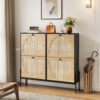 Space-Saving Rattan Shoe Cabinet with 4 Flip-Down Doors – Elegant Narrow Storage for Entryways & Hallways - Image 3