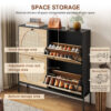 Space-Saving Rattan Shoe Cabinet with 4 Flip-Down Doors – Elegant Narrow Storage for Entryways & Hallways - Image 5