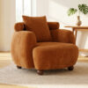 Nordic Style Lazy-Style clubchair 38 Inches, Chenille Fabric Bucket Chair, Decorative Sofa, Soft Cushion with pillow, for Living Room, Study, and Relaxation Room