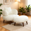 Nordic Style Lazy-Style clubchair 36 Inches Chenille Fabric Bucket Chair Decorative chair Soft Cushion with pillow with ottoman for Living Room Study and Relaxation Room - Image 4