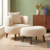 Nordic Style Lazy-Style clubchair 36 Inches Chenille Fabric Bucket Chair Decorative chair Soft Cushion with pillow with ottoman for Living Room Study and Relaxation Room - Image 3