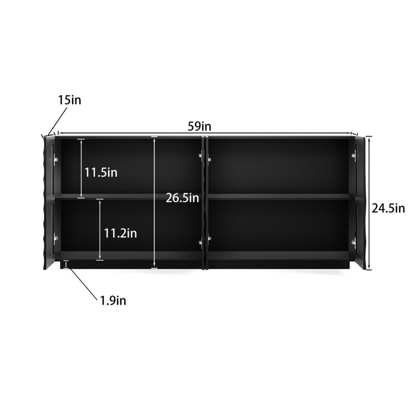 Buffet Cabinet with Storage ,4 Doors Modern Accent Storage Sideboard,Luxurious Floor Cabinet Buffet with Freestanding Anti Dumping for Kitchen, Living Room, 59" Wide Rectangular Sideboard - Image 19