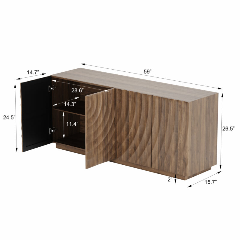 Buffet Cabinet with Storage ,4 Doors Modern Accent Storage Sideboard,Luxurious Floor Cabinet Buffet with Freestanding Anti Dumping for Kitchen, Living Room, 59" Wide Rectangular Sideboard - Image 8