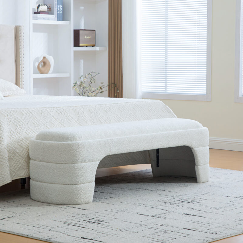 64.96"Wide Modern Upholstered Armless Upholstered Bedroom Benches End of Bed Bench for Entryway, Ottoman Foot Stool for Living Room and Bedroom, Entryway - Image 2