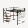 Full size loft metal bed with black for bedroom and dormitory, with built-in charging station and LED lighting - Image 8