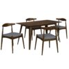 5-Piece Dining Set 1 Table 4 Chairs, Rubberwood Frame, Faux Wood Tabletop, Retro - Elegant for Kitchen & Family Dining - Image 11