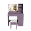 Stylish Vanity Desk Set with Padded Stool & Adjustable LED Lighted Mirror (3 Color Modes), Modern Bedroom Makeup Vanity Desk Combo, Purple - Image 16