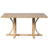 TREXM Solid Wood Dining Table for 6 People, 60" Rustic Farmhouse Dining Room Table with Trestle Base & Curved Legs, Natural Oak Finish, Kitchen Table for Home - Image 3