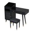 Modern Makeup Vanity Desk with Drawers, Cabinet & Charging Port, Space-saving Dressing Table Set with Stool for Small Places, Black - Image 3