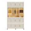 Portable Wardrobe Closet Storage Organizer for Clothes,Clothes Dresser,17 Magnetic Doors-17 Cubes & 1 Hanging Rod,6 pcs hangers , Baby Wardrobe Storage Cabinet,White - Image 3