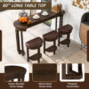 4 Piece Bar Table Set with3 PU Upholstered Bar Stools, Breakfast Table with 3 Padded Stools Solid Wood Counter Height Dining Table Set for Living Room, Dining Room - Image 18