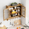 24.8"Glass Door Vintage Double Door Wall Cabinet with Three Tiers of Storage with Towel Rack, for Bathroom, Kitchen,Dining Room - Image 14