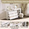 Vanity Desk with Mirror and Lights, Makeup Vanity Table with Flip-Top Tabletop and Storage 7 Drawers, 9 Compartments, 3 Shelves, 3 Color Modes Adjustable Makeup Table for Bedroom - Image 9